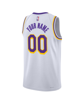 Personalisiertes Weiß Association-Trikot der Los Angeles Lakers