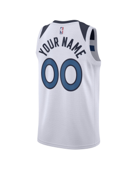 Personalisiertes Weiß Association-Trikot der Minnesota Timberwolves