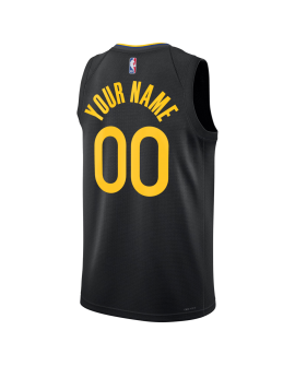 Personalisiertes schwarzes Statement-Trikot der Golden State Warriors