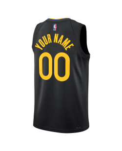 Personalisiertes schwarzes Statement-Trikot der Golden State Warriors