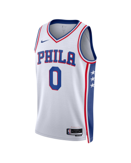 Tyrese Maxey #0 Philadelphia 76ers Weißes Association-Trikot