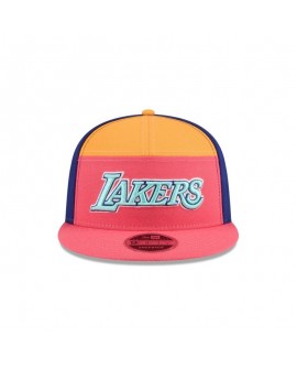 Los Angeles Lakers Coral Split Panel 9FIFTY Snapback-Mütze
