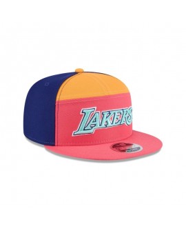 Los Angeles Lakers Coral Split Panel 9FIFTY Snapback-Mütze