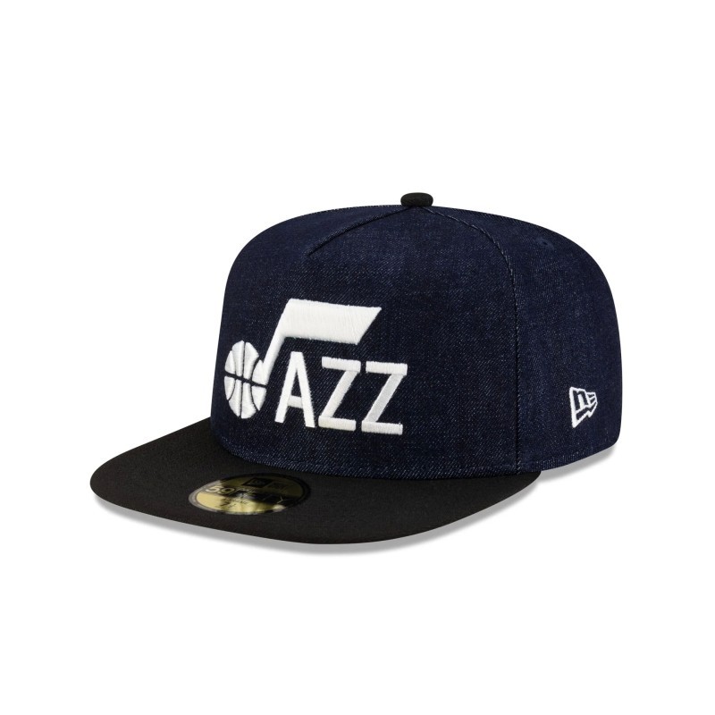Utah Jazz Dunkelblauer 59FIFTY-Denim-Hut mit A-Rahmen