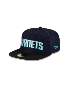 Dunkelblauer 59FIFTY-Denimhut mit A-Rahmen der Charlotte Hornets