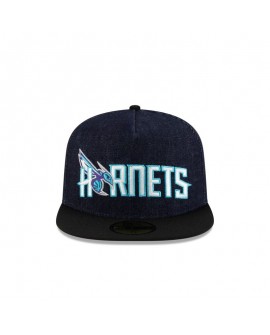 Dunkelblauer 59FIFTY-Denimhut mit A-Rahmen der Charlotte Hornets