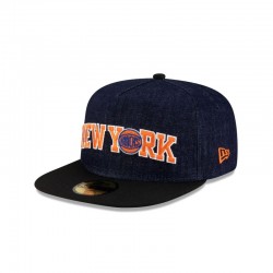 New York Knicks Dunkelblauer 59FIFTY-Denim-Hut mit A-Rahmen