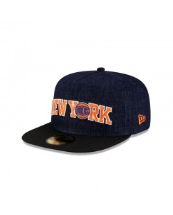 New York Knicks Dunkelblauer 59FIFTY-Denim-Hut mit A-Rahmen