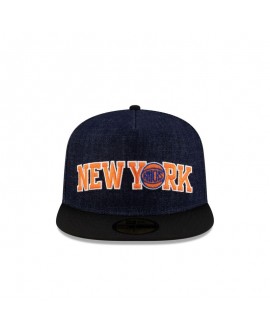 New York Knicks Dunkelblauer 59FIFTY-Denim-Hut mit A-Rahmen