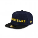 Dunkelblaue 59FIFTY-Denim-Mütze der Golden State Warriors mit A-Rahmen