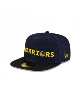 Dunkelblaue 59FIFTY-Denim-Mütze der Golden State Warriors mit A-Rahmen