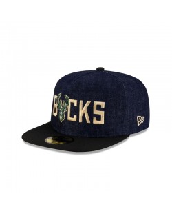 Milwaukee Bucks Navy Denim 59FIFTY Taillierte Mütze mit A-Rahmen