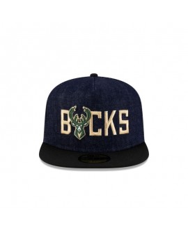 Milwaukee Bucks Navy Denim 59FIFTY Taillierte Mütze mit A-Rahmen