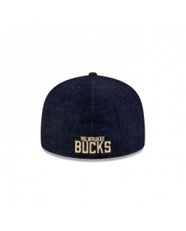 Milwaukee Bucks Navy Denim 59FIFTY Taillierte Mütze mit A-Rahmen