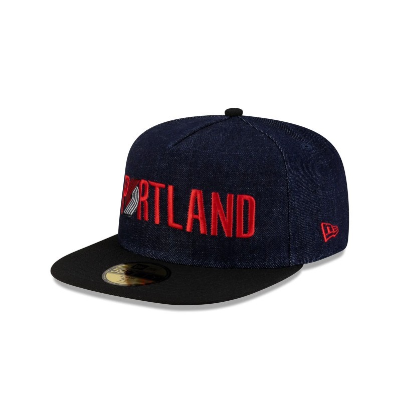 Portland Trail Blazers Navy Denim 59FIFTY Taillierte Mütze mit A-Rahmen