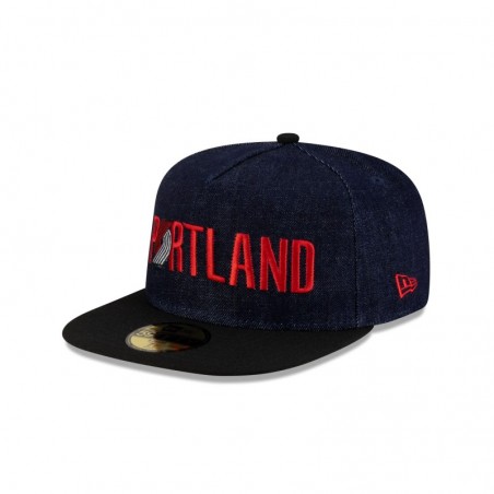 Portland Trail Blazers Navy Denim 59FIFTY Taillierte Mütze mit A-Rahmen