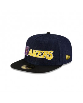 Dunkelblaue 59FIFTY-Denim-Mütze der Los Angeles Lakers mit A-Rahmen