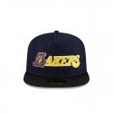 Dunkelblaue 59FIFTY-Denim-Mütze der Los Angeles Lakers mit A-Rahmen