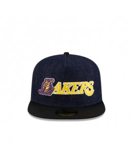 Dunkelblaue 59FIFTY-Denim-Mütze der Los Angeles Lakers mit A-Rahmen