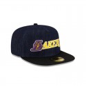 Dunkelblaue 59FIFTY-Denim-Mütze der Los Angeles Lakers mit A-Rahmen