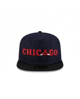 Dunkelblaue 59FIFTY-Denim-Mütze der Chicago Bulls mit A-Rahmen
