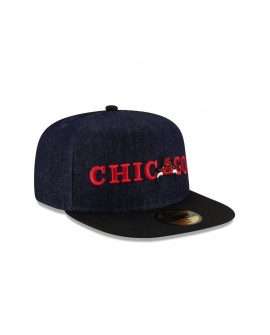 Dunkelblaue 59FIFTY-Denim-Mütze der Chicago Bulls mit A-Rahmen