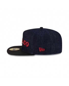 Dunkelblaue 59FIFTY-Denim-Mütze der Chicago Bulls mit A-Rahmen
