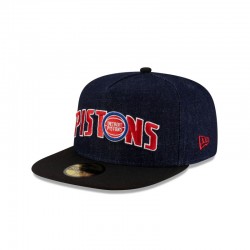 59FIFTY A-Frame-Mütze aus dunkelblauem Denim von den Detroit Pistons