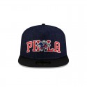 Dunkelblaue 59FIFTY-Mütze mit A-Rahmen der Philadelphia 76ers aus Denim