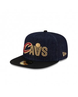 Dunkelblauer Denim-59FIFTY-Hut der Cleveland Cavaliers mit A-Rahmen