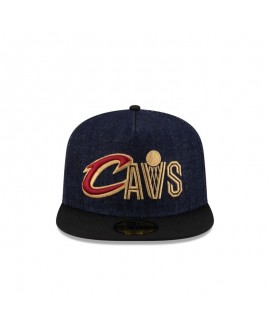 Dunkelblauer Denim-59FIFTY-Hut der Cleveland Cavaliers mit A-Rahmen
