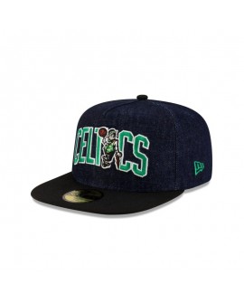 Dunkelblaue 59FIFTY-Mütze mit A-Rahmen der Boston Celtics aus Denim
