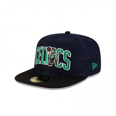 Dunkelblaue 59FIFTY-Mütze mit A-Rahmen der Boston Celtics aus Denim