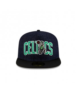 Dunkelblaue 59FIFTY-Mütze mit A-Rahmen der Boston Celtics aus Denim