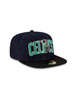 Dunkelblaue 59FIFTY-Mütze mit A-Rahmen der Boston Celtics aus Denim