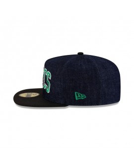 Dunkelblaue 59FIFTY-Mütze mit A-Rahmen der Boston Celtics aus Denim