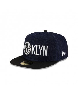 Dunkelblaue 59FIFTY-Denim-Mütze der Brooklyn Nets mit A-Rahmen