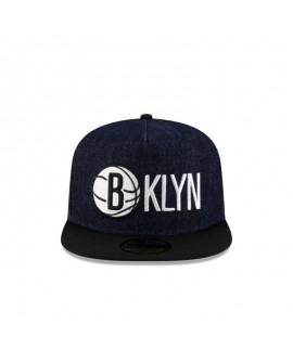 Dunkelblaue 59FIFTY-Denim-Mütze der Brooklyn Nets mit A-Rahmen
