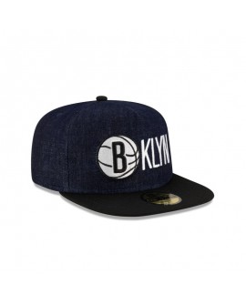 Dunkelblaue 59FIFTY-Denim-Mütze der Brooklyn Nets mit A-Rahmen