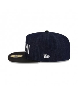 Dunkelblaue 59FIFTY-Denim-Mütze der Brooklyn Nets mit A-Rahmen