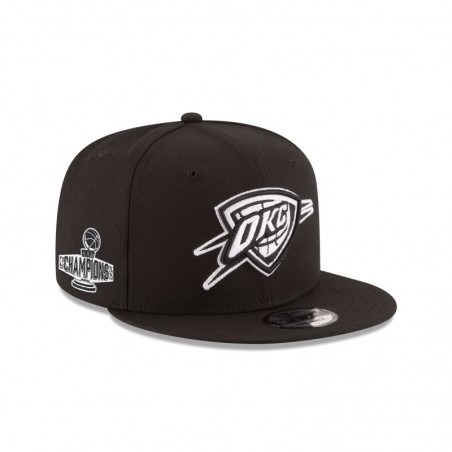 Schwarz-weiße 9FIFTY-Snapback-Mütze der Oklahoma City Thunder 2025 NBA Champions