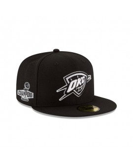 Schwarz-weiße 59FIFTY-Mütze der Oklahoma City Thunder 2025 NBA Champions