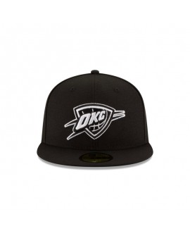Schwarz-weiße 59FIFTY-Mütze der Oklahoma City Thunder 2025 NBA Champions