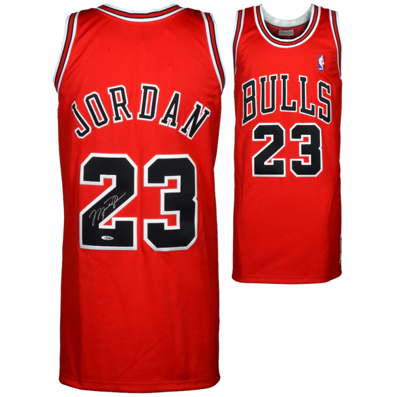 Signiertes Michael Jordan Chicago Bulls 1997-98 Mitchell & Ness rotes Trikot – Upper Deck