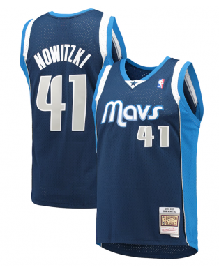 Herren-Trikot von Mitchell & Ness, Dirk Nowitzki, Navyblau, Dallas Mavericks, Saison 2011/12, Hardwood Classics Swingman Edition