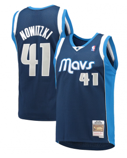 Herren-Trikot von Mitchell & Ness, Dirk Nowitzki, Navyblau, Dallas Mavericks, Saison 2011/12, Hardwood Classics Swingman Edition