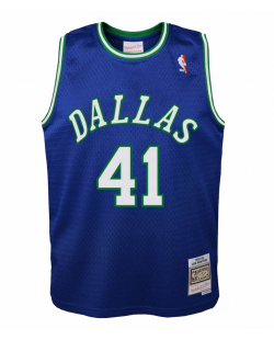 Dallas Mavericks Dirk Nowitzki 1998 Hardwood Classics Road Swingman Trikot – Blau – Jugend