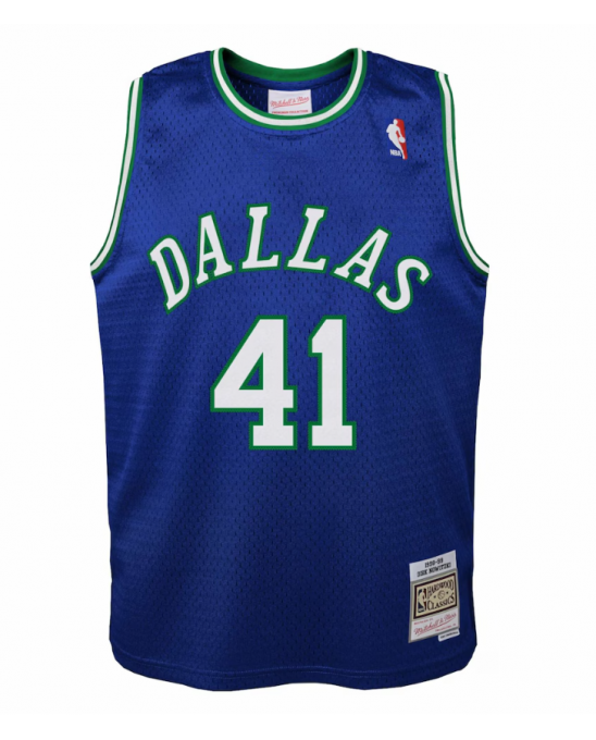 Dallas Mavericks Dirk Nowitzki 1998 Hardwood Classics Road Swingman Trikot – Blau – Jugend