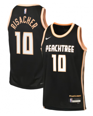 Atlanta Hawks Nike 2025/26 City Edition Swingman Trikot – Schwarz – Zaccharie Risacher – Jugend