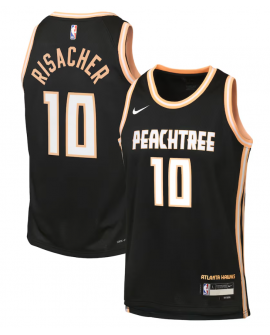 Atlanta Hawks Nike 2025/26 City Edition Swingman Trikot – Schwarz – Zaccharie Risacher – Jugend